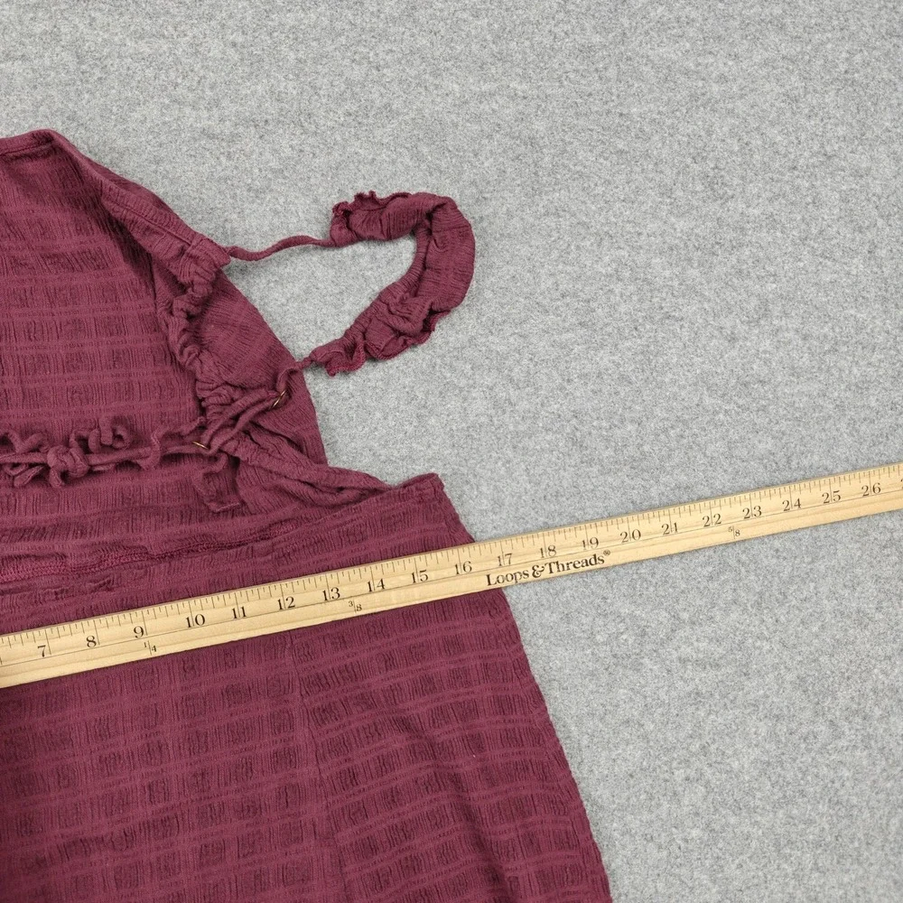 Free People Dress Womens XL Red Textured‎ Cutout Back Tie Sundress Mini